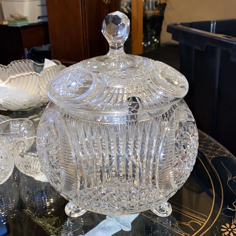 Vintage Waterford punch bowl with lid and 6 glasses - Picture 4 of 7